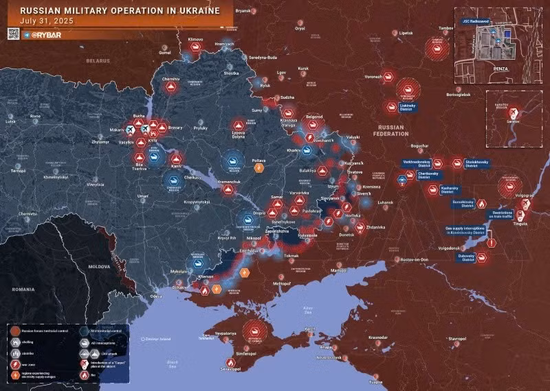 Bản đồ chiến sự Ukraine ngày 31/7/2025. ban-do-chien-su-1.jpg