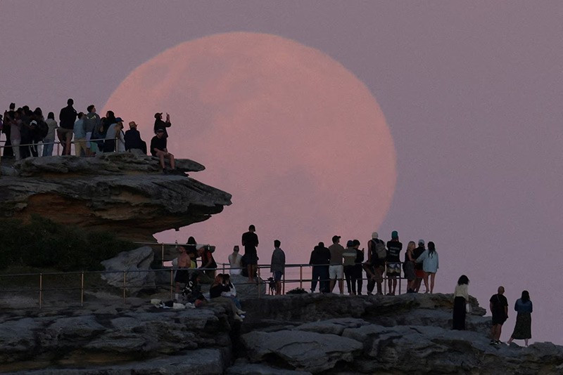 Siêu trăng Beaver Moon mọc phía trên khu vực North Bondi ở Sydney, Úc, ngày 5/11. Ảnh: Reuters. chum-anh-nhung-hinh-anh-khac-thuong-trong-tuan-1105-04.jpg