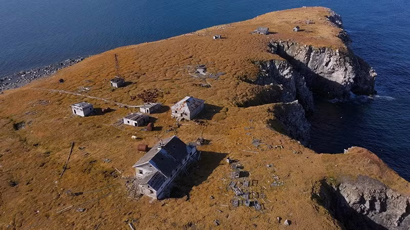 Góc nhìn từ trên cao của trạm nghiên cứu thời Liên Xô bị bỏ hoang trên đảo Kolyuchin. chum-anh-gau-trang-bac-cuc-o-tram-nghien-cuu-bo-hoang-06.jpg