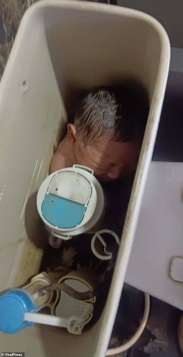 Nhân viên vệ sinh đang làm việc ở tầng 3 thì nghe thấy tiếng khóc yếu ớt phát ra từ nhà vệ sinh. Khi mở nắp bồn chứa, họ bàng hoàng thấy bé gái không mặc quần áo, cơ thể tím tái, bàn tay nhăn nheo do ngâm lâu trong nước. be-so-sinh-song-sot-ky-dieu-trong-bon-nuoc-nha-ve-sinh-o-bangkok.jpg