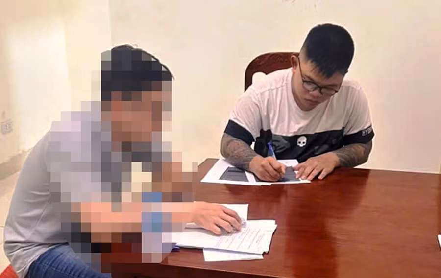 Nguyễn Tiến Đạt khai nhận tại cơ quan Công an. (Ảnh: Công an Thanh Hóa cung cấp)