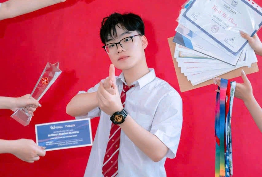Em Trịnh Hải Đăng, học sinh Trường THPT Triệu Sơn 1, tỉnh Thanh Hóa. (Ảnh: GĐCC)
