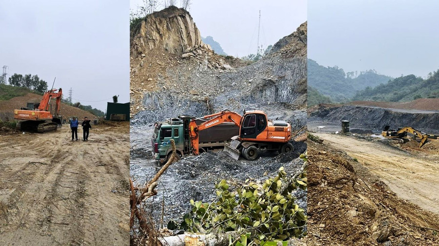 Hiện trường vụ khai thác đất trái phép. (Ảnh: Công an Thanh Hóa cung cấp)