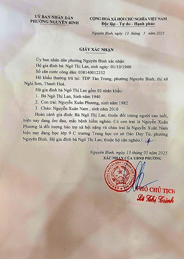 Giấy xác nhận của UBND phường Nguyên Bình, thị xã Nghi Sơn (Thanh Hóa). b972418e-f2c8-4997-9845-764fb108b014.jpg