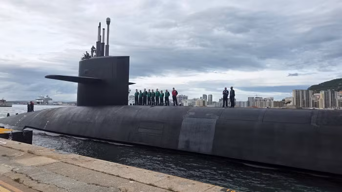 Tàu ngầm lớp Ohio của Mỹ cập cảng Gibraltar, hôm 10/5.