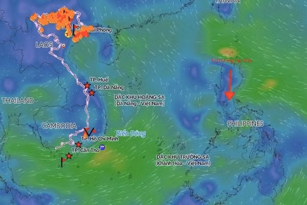 Vùng áp thấp có khả năng mạnh lên khi di chuyển vào Biển Đông