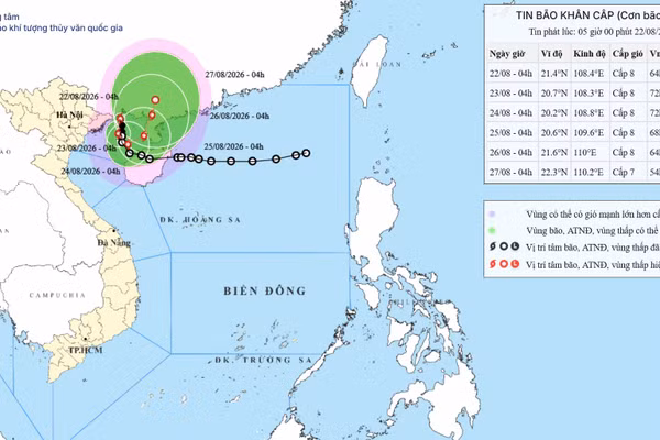 Bão số 4 gây mưa to, cách đặc khu Bạch Long Vĩ khoảng 165km
