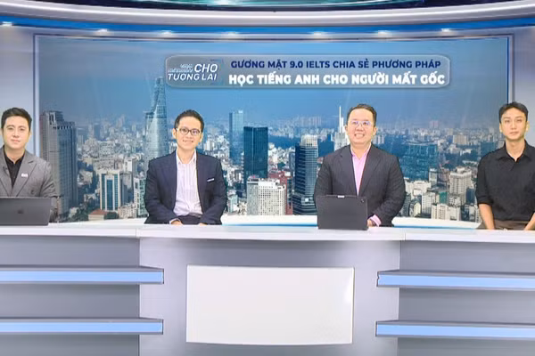 Các gương mặt 9.0 IELTS ở DOL English chia sẻ về phương pháp tư duy Linearthinking tại chương trình tư vấn trực tuyến chiều 16-6 . Ảnh: VINH SAN.