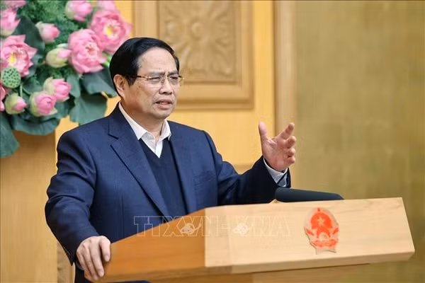 Thủ tướng Phạm Minh Chính chủ trì cuộc họp. Ảnh: Dương Giang/TTXVN