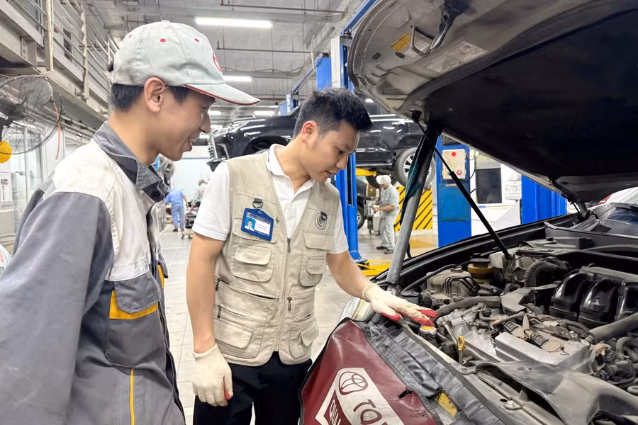 Giờ thực hành của sinh viên Trường CĐ Xây dựng Công trình đô thị (Hà Nội). Ảnh: NTCC.