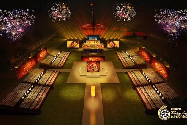 Phối cảnh sân khấu lễ khai mạc Festival Thăng Long - Hà Nội 2025.