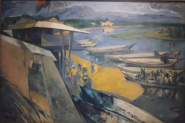 Huy Oánh - 'Đông Hà giải phóng', 1976. Ảnh: Hoàng Anh.
