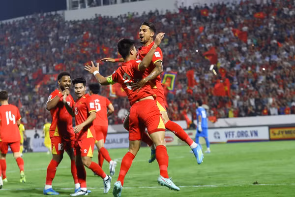 Đội tuyển Việt Nam thắng thuyết phục Malaysia ở vòng loại ASIAN Cup 2027. Ảnh: INT