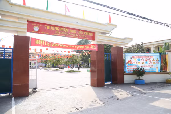Trường Mầm non Liên Chung xây mới khang trang, hiện đại.