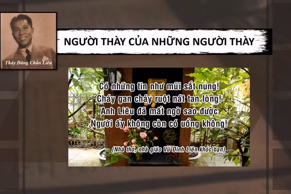 Thầy Liêu và những câu thơ của nhà giáo, nhà thơ Vũ Đình Liên. Ảnh: NVCC.
