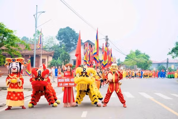 UBND xã Lâm Thao tổ chức hợp luyện Lễ rước kiệu dự Giỗ Tổ Hùng Vương năm 2026 (ảnh: Phương Anh).