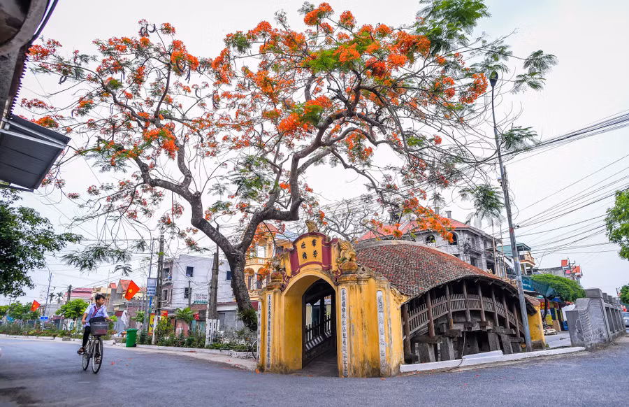 Cầu ngói chợ Lương mang dáng vẻ cổ kính và uy nghi giữa làng quê Hải Anh.