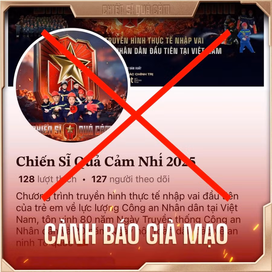 Trang Facebook giả mạo chương trình 'Chiến sĩ quả cảm' của Bộ Công an.