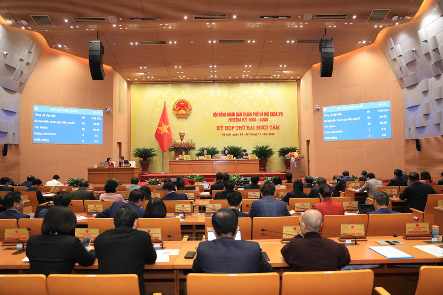 Quang cảnh Kỳ họp thứ 28, HĐND TP Hà Nội.