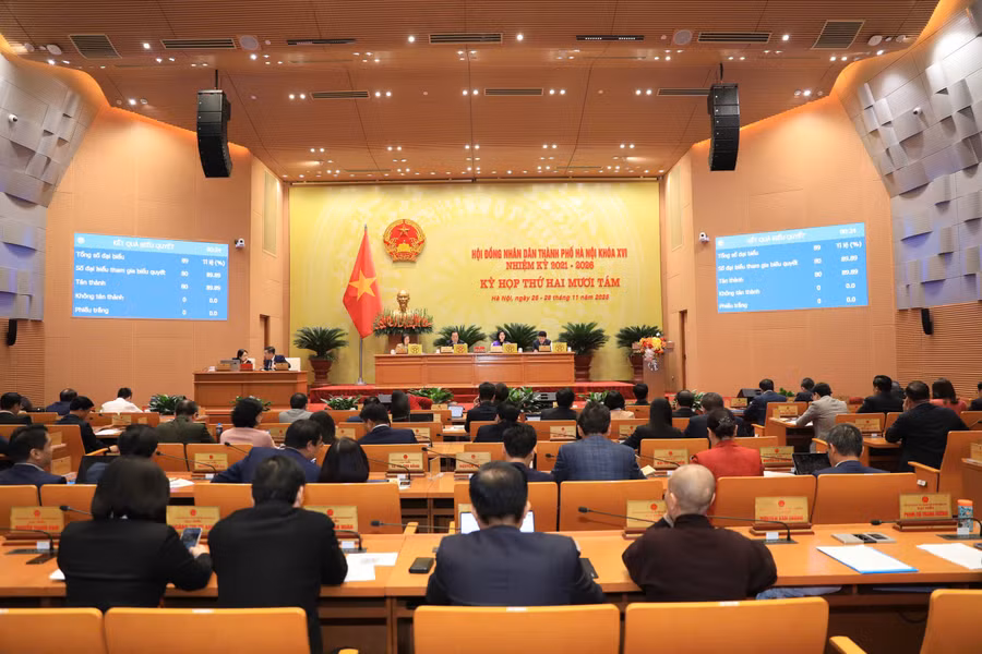 Quang cảnh Kỳ họp thứ 28, HĐND TP Hà Nội.