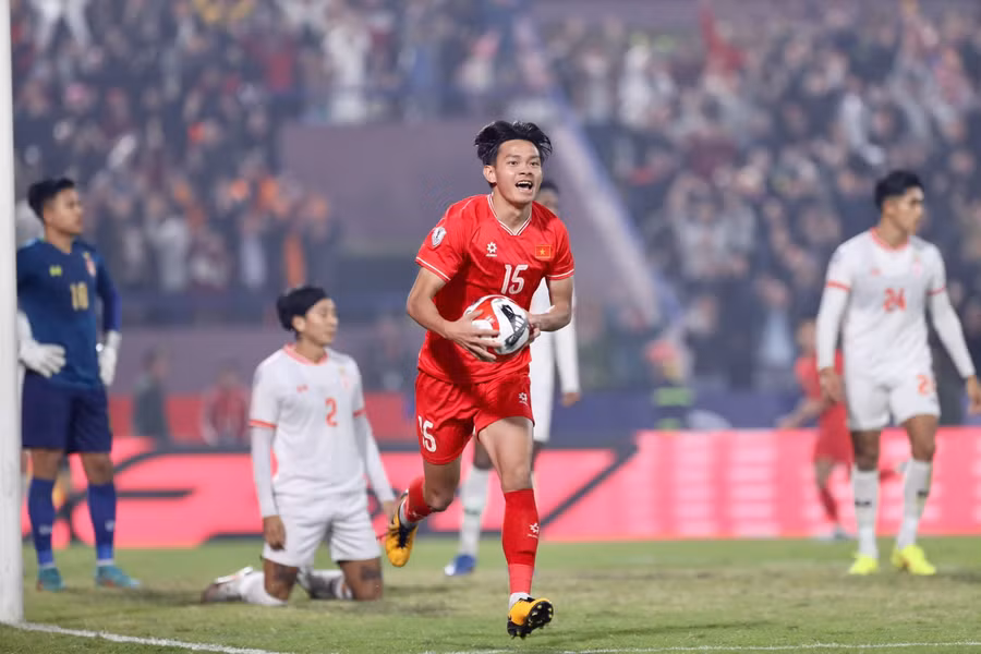 Bùi Vĩ Hào ăn mừng bàn thắng tại ASEAN Cup 2024. Ảnh: INT.