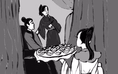 Tranh minh họa Đỗ Tử Bình nhận hối lộ khiến vua Trần Duệ Tông tử trận.