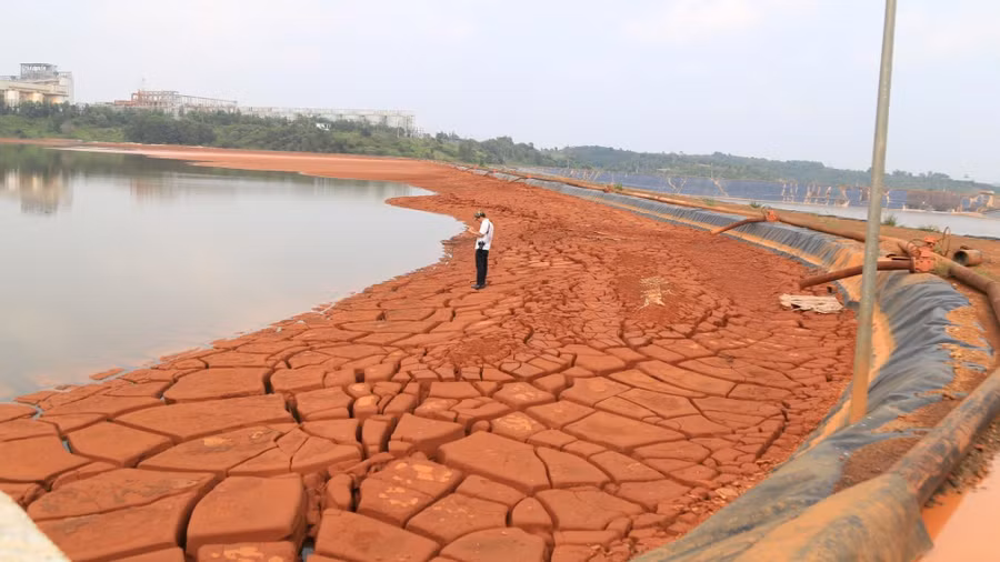 Khoang chứa số 1 hồ bùn đỏ Nhà máy Alumin Nhân Cơ (Đắk R’Lấp, Đắk Nông). Ảnh minh họa: INT