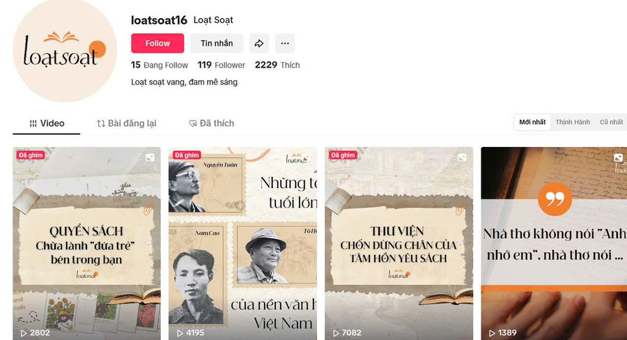Kênh TikTok 'Loạt soạt' nhận được sự đón nhận tích cực từ giới trẻ. Ảnh: Chụp màn hình. van-hoa-doc-trong-nhip-song-hien-dai-3.jpg