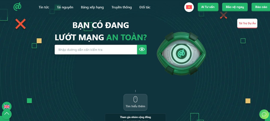 Giao diện của website https://chongluadao.vn. Ảnh chụp màn hình cafe-ngay-moi-an-toan-trong-tam-tay-2.png