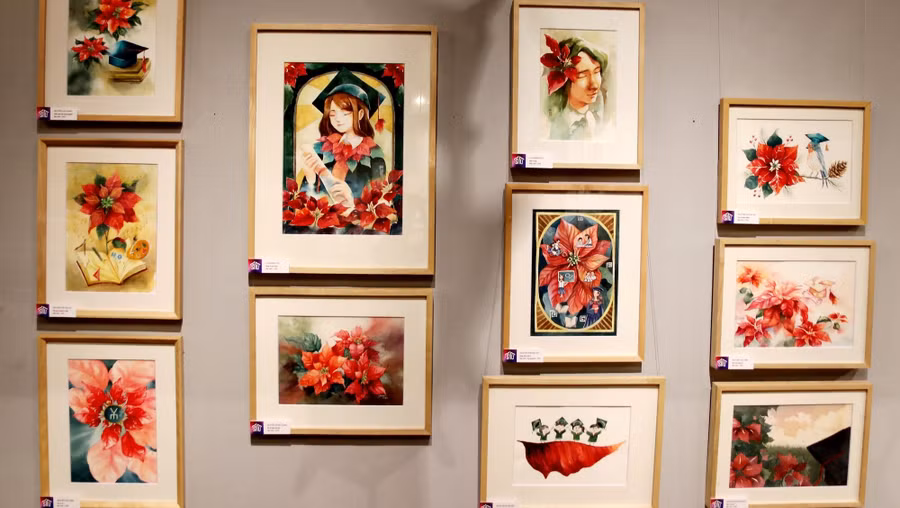 Hoa trạng nguyên được các họa sĩ khai thác như tinh thần chủ đạo của hành trình chinh phục tri thức.