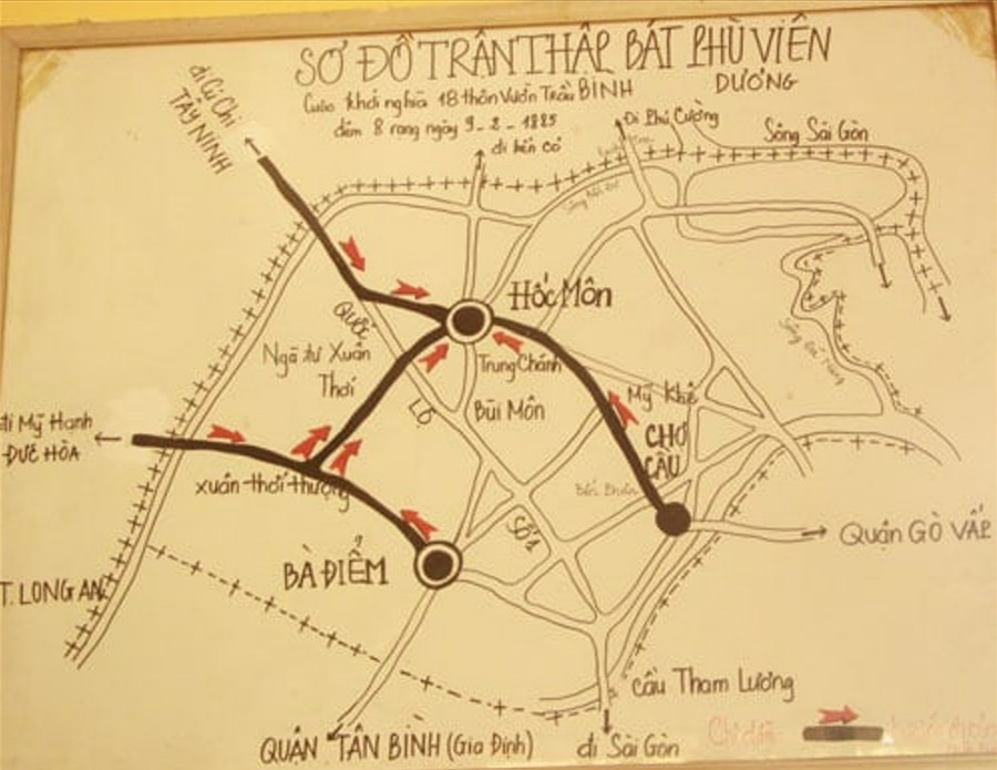 Bản đồ trận 18 Thôn Vườn Trầu. Ảnh: Tư liệu