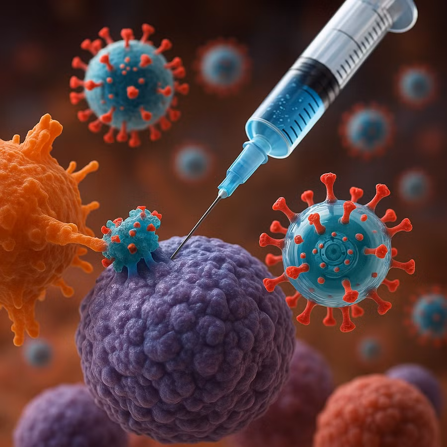 Minh họa truyền virus điều trị ung thư trong thử nghiệm lâm sàng.