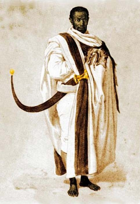 Một quý tộc ở Ethiopia thế kỷ XIX bảnh bao với kiếm Shotel. Ảnh: Ancient-origins.net kiem-tan-gai-shotel-3.jpg