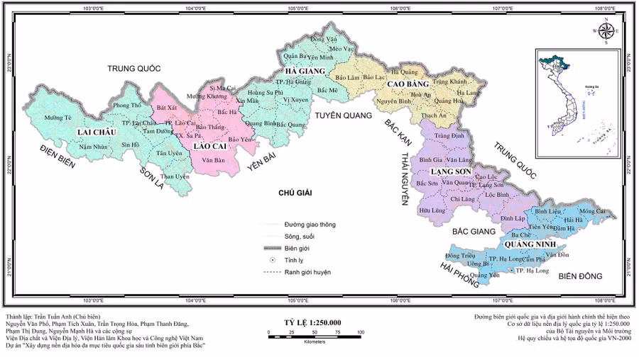 Bản đồ vị trí khu vực 6 tỉnh biên giới phía Bắc.