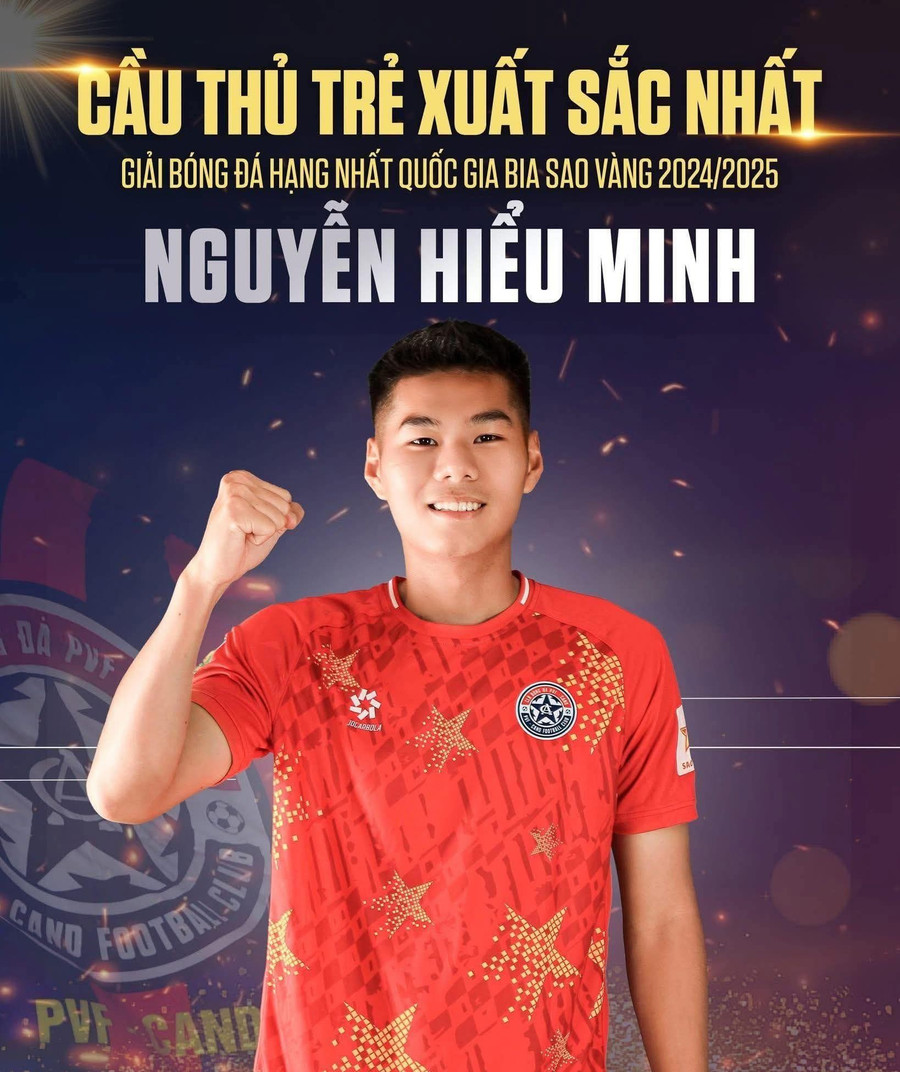 Hiểu Minh được vinh danh ở hạng Nhất 2024 - 2025. Ảnh: INT. nguyen-hieu-minh-u23-viet-nam-trung-ve-tre-ban-linh-1.jpg
