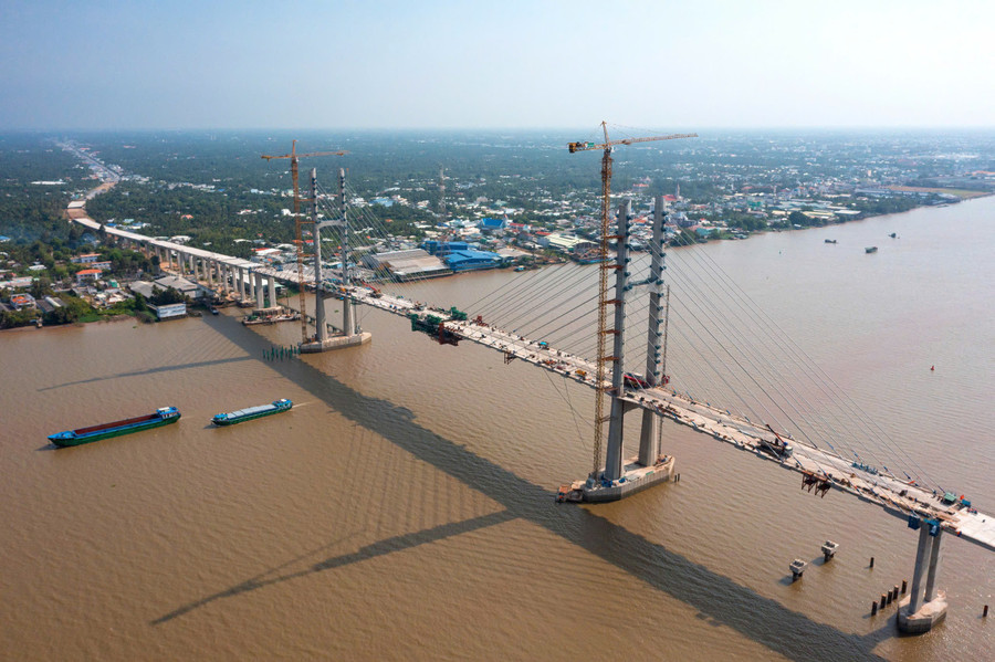 Công trình cầu Rạch Miễu 2 nối tỉnh Bến Tre và Tiền Giang. Ảnh: Quách Mến cac-sieu-du-an-dong-bang-song-cuu-long-vuon-minh-cung-dat-nuoc-2.jpg