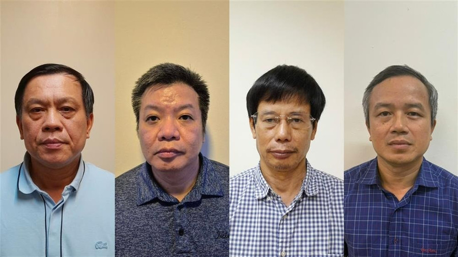 Nguyễn Bá Hoan, Tống Hải Nam, Nguyễn Gia Liêm, Phạm Viết Hương (từ trái qua phải ). Ảnh: BCA