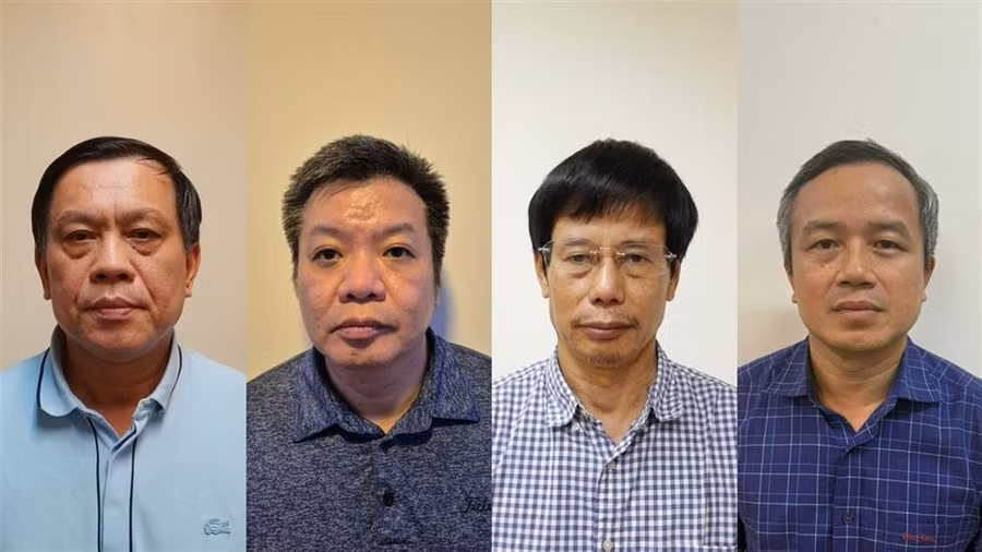 Nguyễn Bá Hoan, Tống Hải Nam, Nguyễn Gia Liêm, Phạm Viết Hương (từ trái qua phải ). Ảnh: BCA