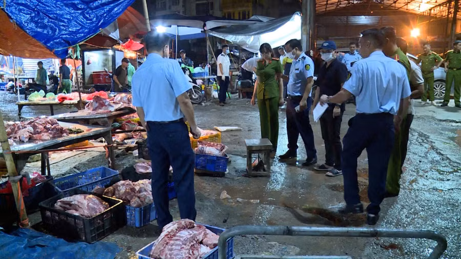 Lực lượng chức năng phát hiện đường dây giết mổ lợn chết, lợn bệnh quy mô lớn ở Hà Nội.
