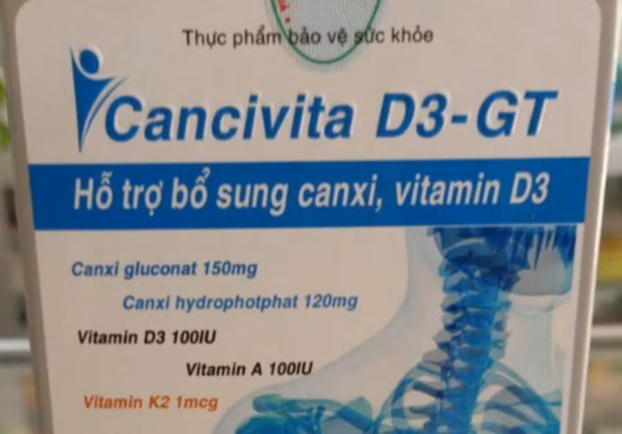 Sản phẩm thực phẩm bảo vệ sức khỏe CANCIVITA D3-GT. 