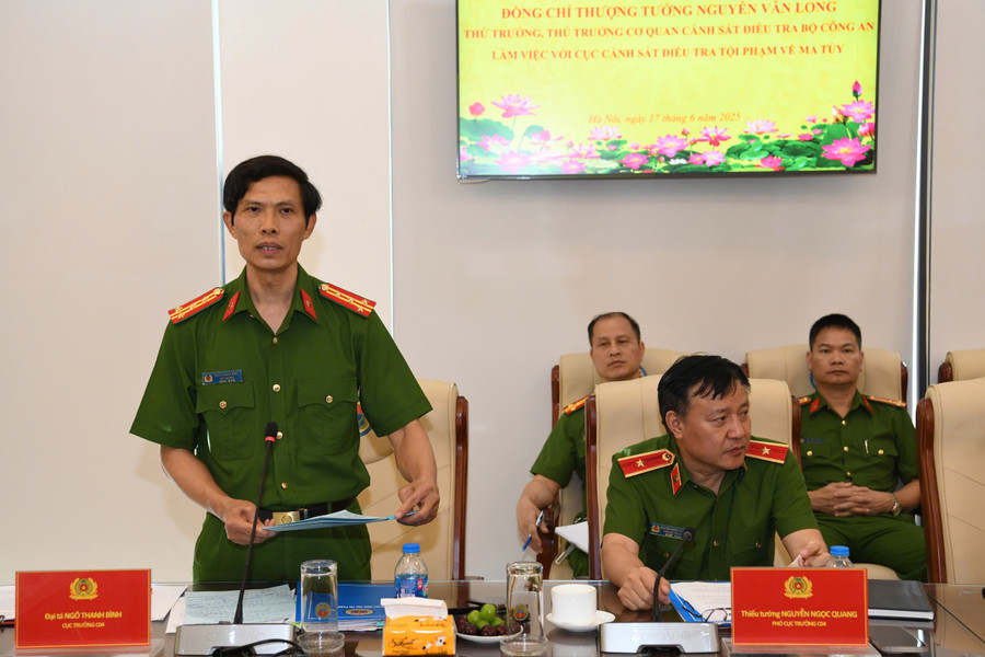 Đại tá Ngô Thanh Bình - Cục trưởng Cục Cảnh sát điều tra tội phạm về ma túy phát biểu.