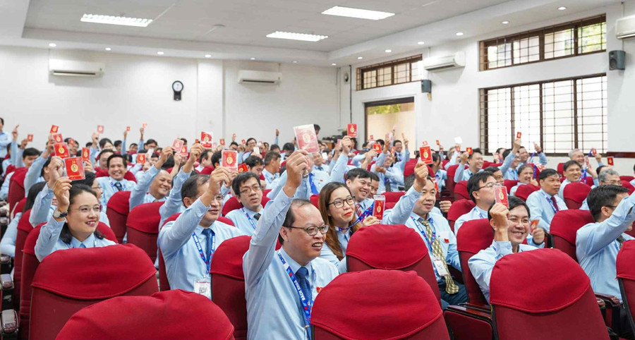 Đại hội đại biểu Đảng bộ Trường Đại học Bách khoa (Đại học Quốc gia TPHCM) nhiệm kỳ 2025 - 2030, tháng 6/2025. Ảnh: HCMUT toa-soan-thu-nho-trong-truong-hoc-4.jpg