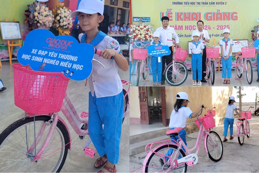 Báo GD&TĐ cùng các nhà tài trợ trao tặng xe đạp cho học sinh nhân dịp khai giảng năm học mới 2024-2025.