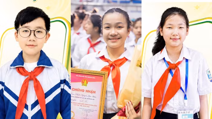 Từ trái sang: Đào Đức Anh, Nịnh Nguyễn Gia Hân và Bùi Vũ Gia Linh.