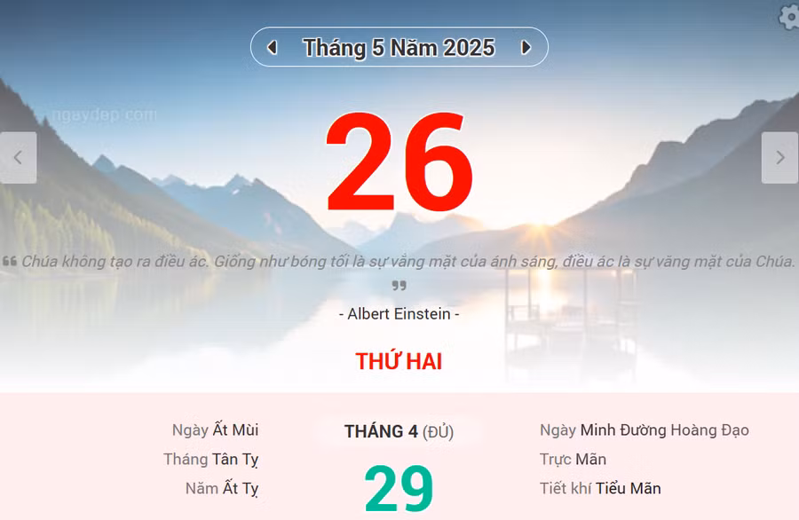 Lịch âm 26/5 - Xem lịch âm ngày 26/5