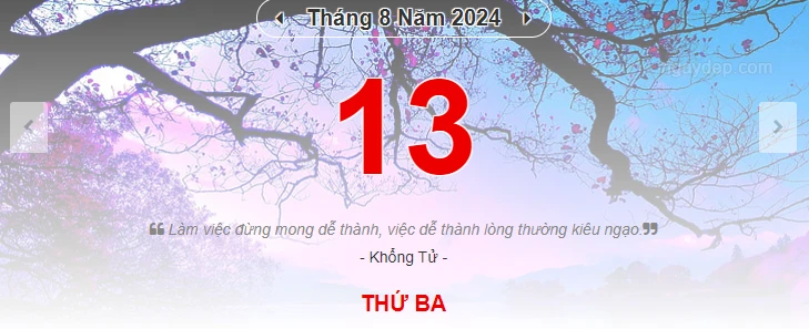 Lịch âm 13/8 - Xem lịch âm ngày 13/8