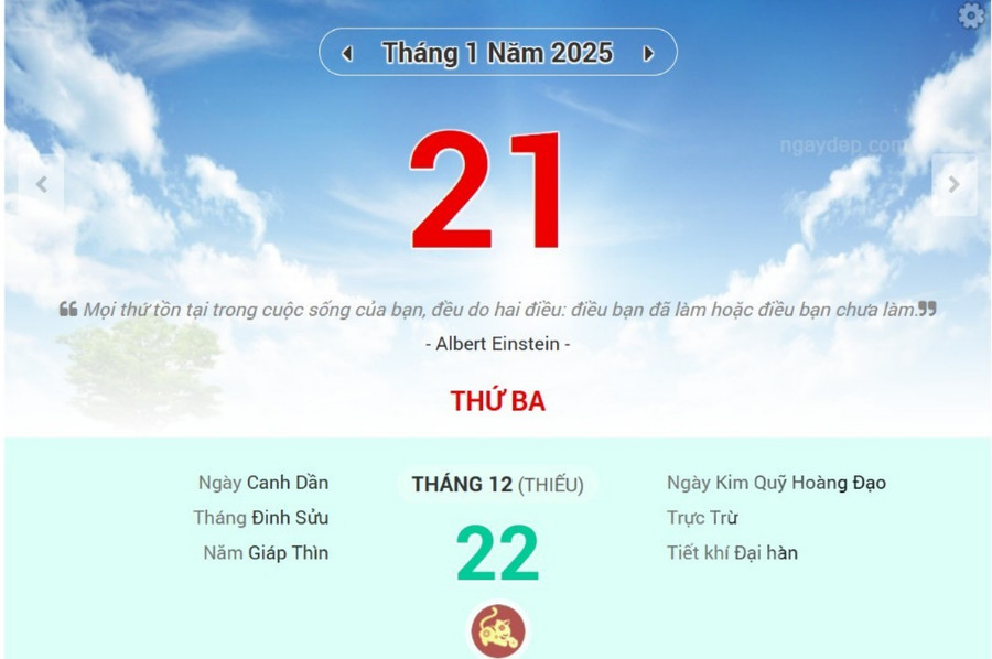 Lịch âm 21/1 - Xem lịch âm ngày 21/1