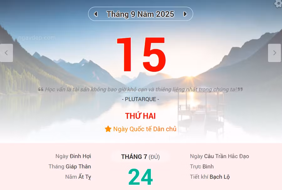 Lịch âm 15/9 - Xem lịch âm ngày 15/9 