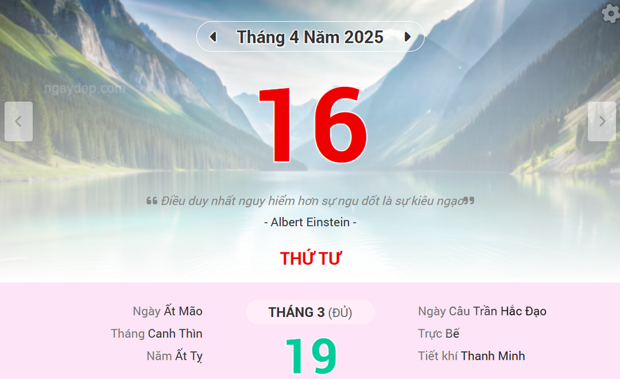 Lịch âm 16/4 - Xem lịch âm ngày 16/4