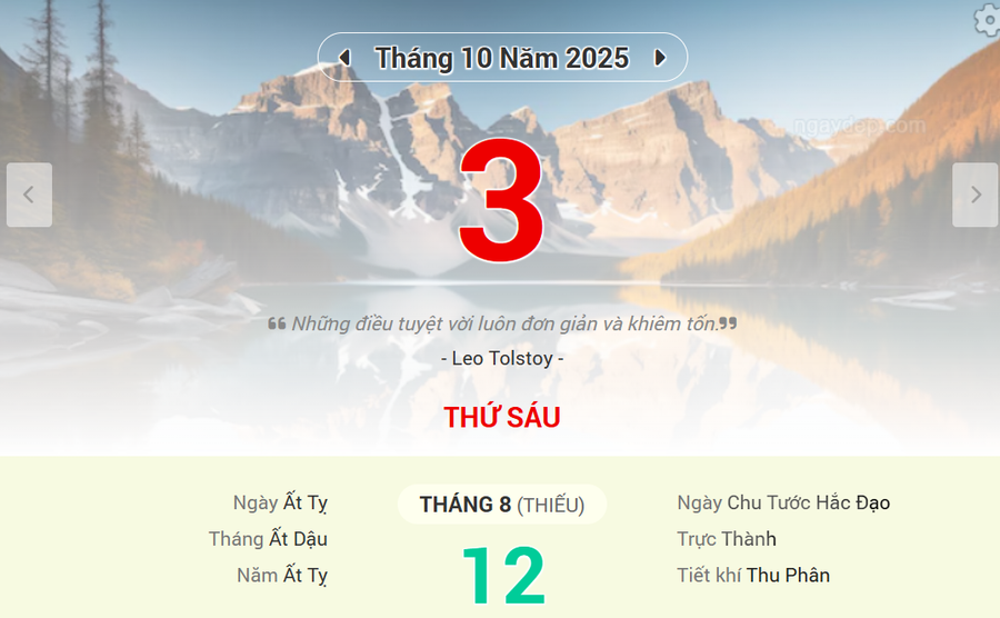 Lịch âm 3/10 - Xem lịch âm ngày 3/10